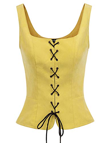 SCARLET DARKNESS Womens Renaissance Peasant Costume Vest Gothic Bodice Yellow XL