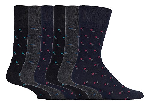 Gentle Grip Sock Shop 6 Pairs Mens Loose Soft Top Non Elastic Bamboo Socks (6-11 UK, SOMRM05)
