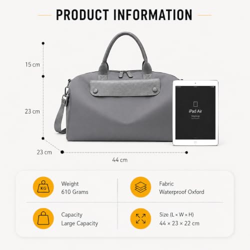 Image of CAVALO - Be Unique Water-Resistant Oxford Duffle Bag for Men and Women, Travel Weekender Cabin Bag, Lightweight Gym Sports Bag with Adjustable Shoulder Strap, 44 x 23 x 22 cm