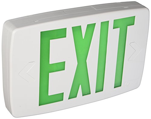 Lithonia Lighting LQM S W 3 G 120/277 EL N M6 Quantum Thermoplastic LED Emergency Exit Sign with Stencil-Faced White Housing and Green Letters with Nickel Cadium battery