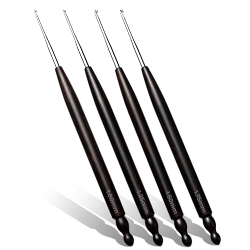Hssugi Crochet Hooks 4PCS 1.0mm, 1.25mm, 1.5mm, 1.75mm Small Crochet Hooks