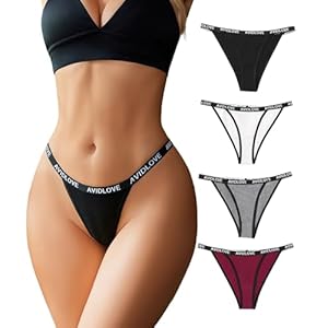 Avidlove Womens Underwear Cotton String Bikini Panties Ladies Low Rise Hipster Sexy High Cut Cheeky Underwear