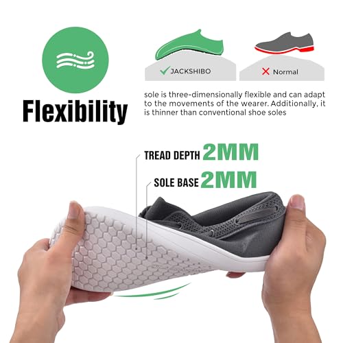 JACKSHIBO Tênis de corrida masculino descalço minimalista para Cross-Trainer bico largo e sola zero