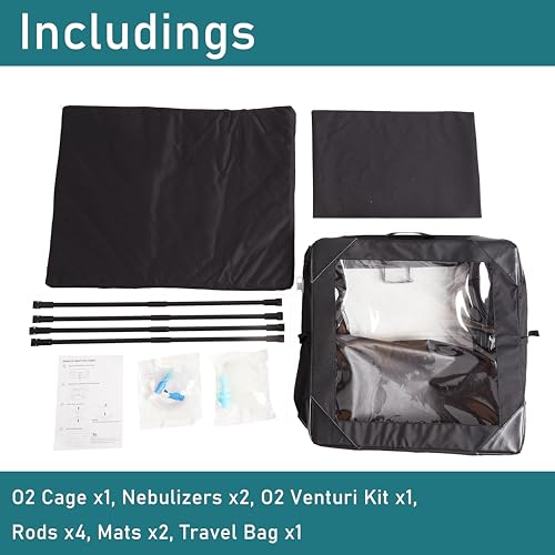 Pet Oxygen Cage for Cats and Dogs to Obtain Oxygen/Nebulizing Care, Tube Kit and Mat Included (M - 31.5x23.6x23.6)
