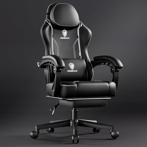Dowinx Gaming Chair, Ergonomic Computer Chair with Footrest, High Back Leather Game Chair for Office...