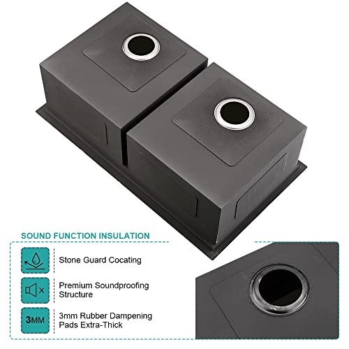 33 Stainless Steel Undermount Kitchen Sink Double Bowl- Ianomla 33 X19 Inch Stainless Steel Double Bowl Kitchen Sink Workstation Sink 16 Gauge Deep Low Divide 50/50 Undermount Kitchen Sink Double Sink #TOP6