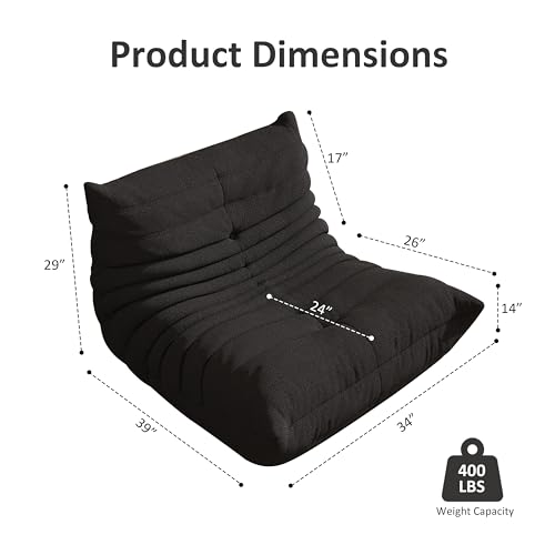 Image of Giant Bean Bag Chair for Adults,Comfy Lazy Fireside Accent Chair with Memory Foam,Cozy Single Floor Sofa Couch Boneless Chaise Lounge for Living Room Bedroom Gaming Room(1Seater)