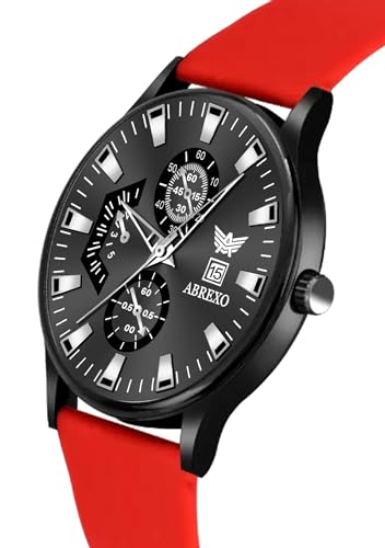 Image of Speed-Master Series Round Dial Date Working Silicone Strap Analog Quartz Mechanism Boys Watch for Men
