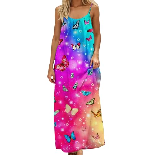 Image of HTHLVMD Backless Cami Dress Summer Dresses for Women 2026 Spaghetti Strap Dresses Womens Solid Color Backless Cami Dress