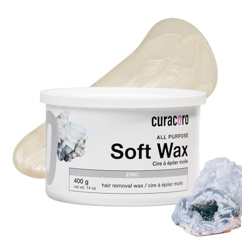Curacoro Zinc Soft Wax 14oz / 400g, Soothing Crème Formula for Professional Depilation, Low Temp Soft Wax for Legs, Arms & Back