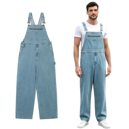 Giftdigger Blue Demin Overalls for Men Women,Work Bibs Overalls,L