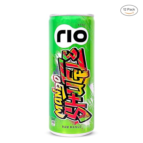 Image of Rio Raw Mango Bubbly Fruit Drink Can | Soft Drink | Exotic Fruit Juice + Fizz | Rich In Vitamin C and Honey | Pack of 12 | 250 ml