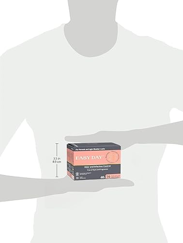 Miniatura 3 de EASYDAY Flujo pesado (2 en 1 y almohadillas femeninas de fuga de vejiga ligera) con alas, pieles sensibles, sin perfume, transpirable, ultradelgado,