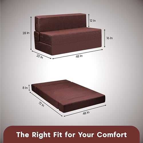 Image of Amazon Brand - Solimo 2 Seater 4 * 6 Jute Fabric Washable Cover Sofa Cum Bed2 Seater Double Foam Fold Out Sofa Cum Bed (Finish Color - Brown Delivery Condition - Pre-Assembled)