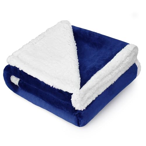 Kritter Planet Dog Blankets for Large Dogs, Soft Fluffy Fleece Pet Blankets for Couch, Sofa, Dog Beds, Car Seats, Creat, Washable, 50x60 inches, Blue