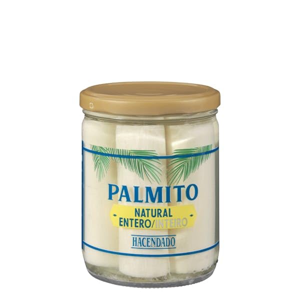 Hacendado Ganze Palmenherzen (Palmito) – Premium Qualität – 3er Vorratspack – 3 Gläser à 410 g (Abtropfgewicht 250 g) – Zart & Mild – Ideal für Gourmet-Salate & Vegane Küche
