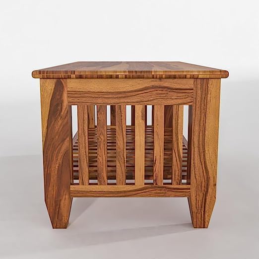 Image of Solid Sheesham Wooden Centre Table Coffee Table & Sofa Center Table Teapoy for Hallway Decor - Wooden Coffee Table for Living Room Home Furniture Decor (Honey)