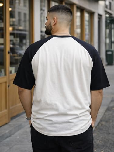 Image of Veirdo Men's 100% Pure Cotton Half Sleeve Plus Size Printed T-Shirt with Raglan Sleeve Stylish Comfortable & Durable Tees (Sizes: 2XL to 5XL)