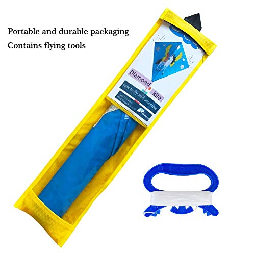 ZHUOYUE Kids Kite Easy Flyer Single Kites ,Quality Fabric Large Diamond Kite with Long Tail and Flying Tool