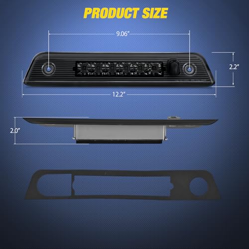 Image of Nilight Third Brake Light Tail High Mount 3rd Stop Lights Smoked Lens Compatible with Jeep Liberty 2008 2009 2010 2011 2012 Van SUV Rear Center Cab Lamp