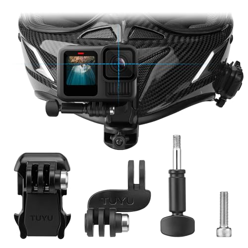 Motorcycle Helmet Mount Kit for GoPro Hero 12/11/10/9/8 DJI Osmo 3/4 Insta360 Side & Chin Camera Bracket Quick-Release Center Buckle Anti-Drop Screws & Wrench for Riding & Outdoor Sports