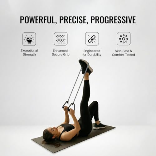 Image of Wiselife Adjustable Resistance Bands with Handles for Exercise | Heavy Duty Workout Bands with Door Anchor for Strength Training, Physical Therapy & Full Body Home Workouts 20 kg(Gray)