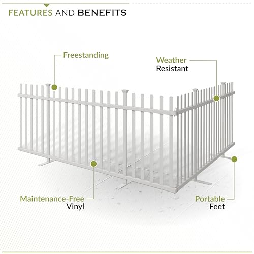 3.5ft H x 7.6ft W (1 Panel) Freestanding Zippity Lightweight Portable Fence Kit, White Vinyl Picket Fence Panel, Portable Outdoor & Indoor Fence for Temporary Events, Easy Install for Backyard ZP19026 - Thumbnail 3