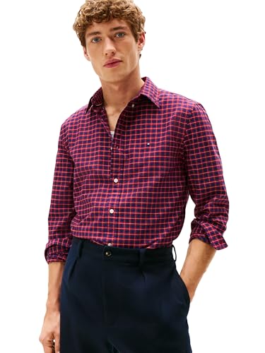 Image of Tommy Hilfiger Men's Long Sleeve Oxford Shirts in Regular Fit, Men's Button Down Shirts, Also Available in Big and Tall