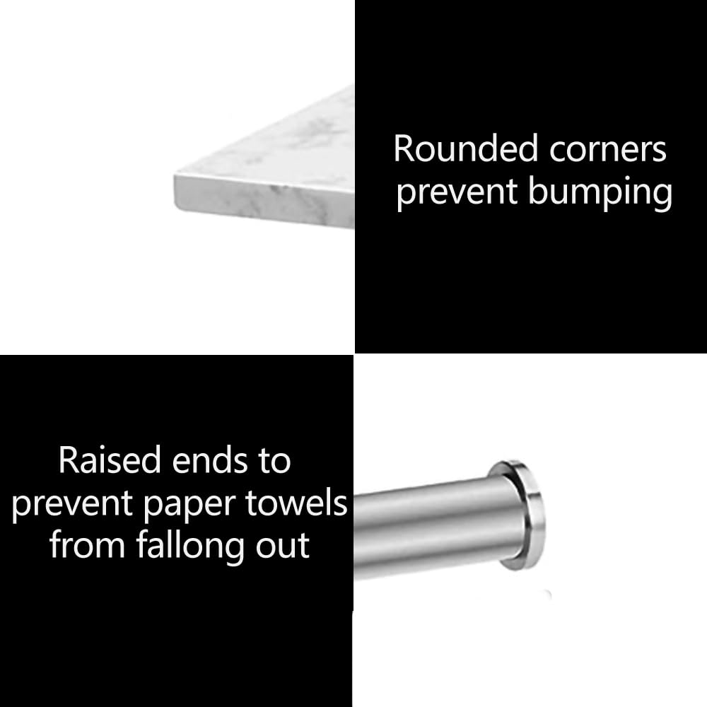 Inless - Soporte de acero para papel higiénico con estante de mármol blanco, autoadhesivo, montaje de tornillo, soporte para rollo de pañuelos de papel higiénico para baño y baño, Sto Solut (cepillo h