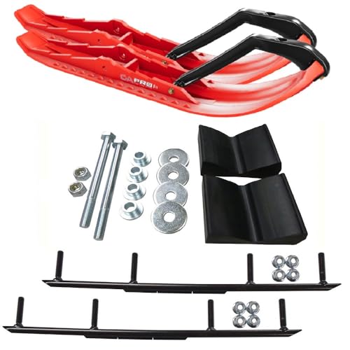 C&A Pro Red TMX Snowmobile Skis w/ 4