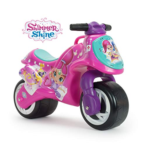 INJUSA  Moto Porteur Shimmer & Shine avec Décoration Permanente et Imperméable (IML) et Grandes Roues, Recommandé pour Enfants +18 Mois