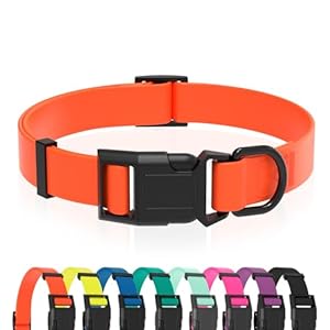 Waterproof Dog Collar, Easy to Clean Rubber Dog Collars with Quick Release Buckle Fits Small Medium or Large Dogs (Orange, M < 11.8-18.5 inch)