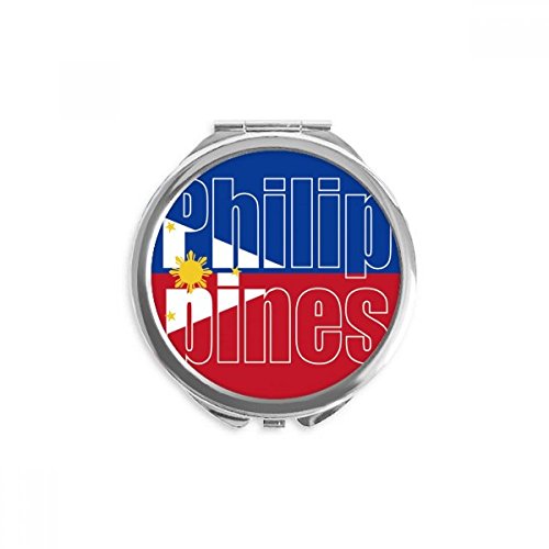 Espejo redondo de bolsillo de la bandera de Filipinas portátil para maquillaje de mano