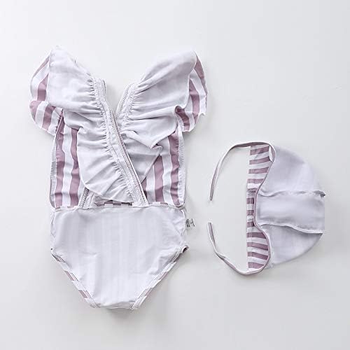 FreeLu Toddler Baby Girl Cross-Back Swimsuit One Piece Flounce Swimwear Summer Bathing Suit with Hat 18M - 6T - Image 5