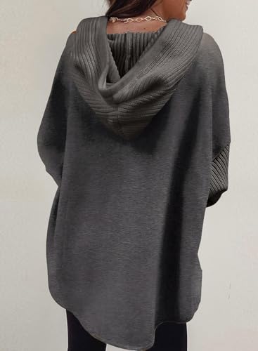 Image of SHEWIN Women Oversized Hooded Sweatshirt Loose Fit Casual Button Hoodies with Pocket 2026