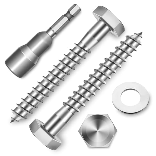 (20-Set) 1/4 x 2 Lag Bolts, Stainless Steel Heavy Duty Hex Head Lag Screws for Wood, ASME B18.2.1 Commercial/Industrial Grade Mounting Screws Bolts Kit by Marysino