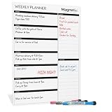 Magnetic Innovations Großes A3 trocken abwischbares Kühlschrank-Whiteboard, Wochenplaner, Mahlzeitenplaner und Einkaufsliste, Memoboard oder Kalender