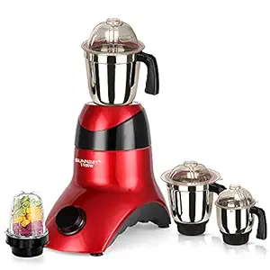 Sunmeet ORNRMA21 1100Watts Mixer Juicer Grinder with 4 Jars (Small Bullets Jar, 1 Liquid Blending Jar, 1 Dry Grinding Jar and 1 Chutney Jar) - Red