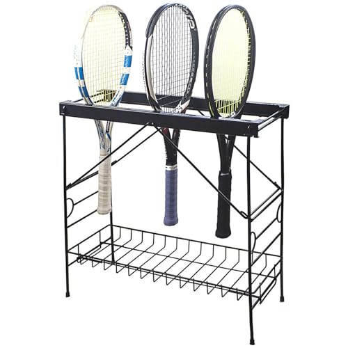 RVUEM Aufbewahrungsregal FüR BadmintonschläGer, TennisschläGer Organizer, Mobiler PräSentationsstäNder FüR TennisschläGer, SchläGerhalter, Platz FüR 18–20 SchläGer, FüR Zuhause/Turnhallen