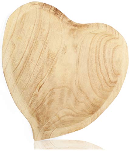 com-four® Tazón Decorativo corazón, tazón de Madera Real en Forma de corazón,...