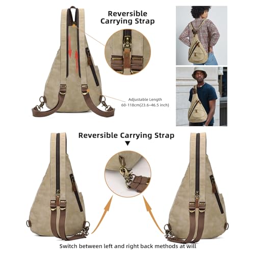 Image of KL928 PU Leather Sling Bag - Small Crossbody Backpack Shoulder Casual Daypack Rucksack for Men Women