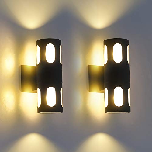 Modern Outdoor Wall Mount Lights Fixture 2 Pack, LMS 2-Light Waterproof Aluminum Cylinder Outdoor Wall Sconce for Porch, Sanded Dark Gray Finish, Tempered Glass Cover, LMS-WL4-YT Modern Outdoor Wall Mount Lights Fixture 2 Pack, LMS 2-Light Waterproof Aluminum Cylinder Outdoor Wall Sconce for Porch, Sanded Dark Gray Finish, Tempered Glass Cover, LMS-WL4-YT