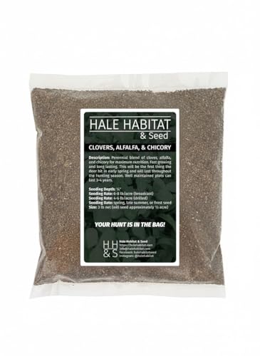 Hale Habitat & Seed Perennial Clover, Alfalfa, & Chicory Food Plot Seed Mix – Deer Attractant & Wildlife Forage Blend – High Protein Year-Round Plot – Covers Up to 1/2 Acre