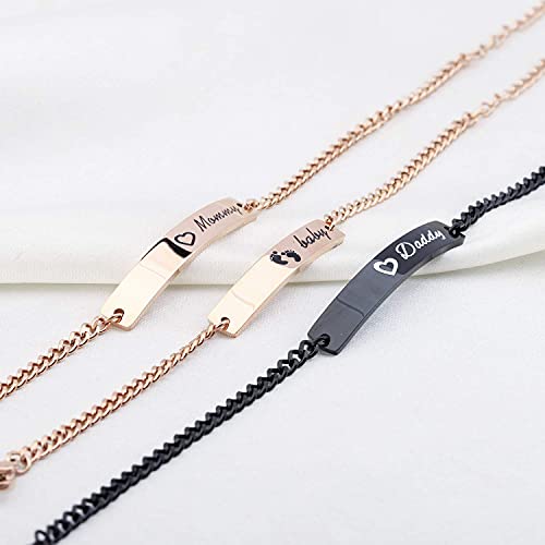 Image of WUSUANED Sn&Daughe&Mommy Bracelet Baptism Bracelet Mom Family Bar Bracelet Set Gift for New Mom&Newborn