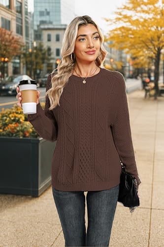 Jouica Women's Cable Knit Crewneck Sweaters Casual Long Sleeve Lightweight Ribbed Pullover Fall Outfits for Women 20253