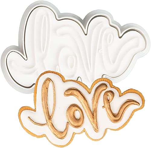 Flycalf Love Cookie Cutters With Plunger Stamps Baking Dough Tools Wedding Cake Shapes Pla Accessories Cutter Molds For Birdesmaid Decorative Party 3" Kitchen Supplies #TOP2