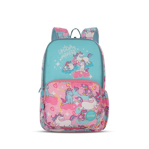 Image of American Tourister Jupy | 26 Ltrs | 2 Compartments | Bottle Pocket | Ergonomic Padded Back Panel & Shoulder Straps | Kids Backpack | 1 Year International Warranty | Unicorn Pink