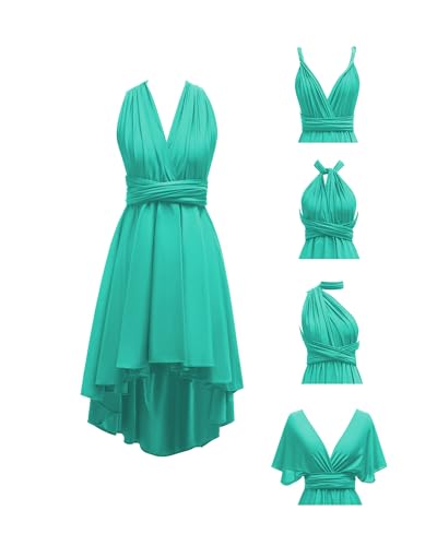 Image of Women's Short Convertible Dress with Bandeau High Low Infinity Bridesmaid Dresses Multi-Way Transformer Formal Dress