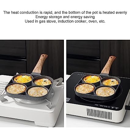 Cartxomy Egg Frying Pan Nonstick Pancake Pans 4-Cups cookware Pancake, Omelette Pan, Idli Non stic plat Harmless with Handle for Electric Stove for Kitchen for Induction Cooker. 4