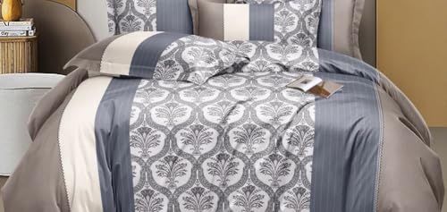 Image of 400 TC Cotton Feel Glace Cotton Fully Elastic Fitted Bedsheet Queen Size Double Bed with 2 Pillow Covers (60 inch x 78 inch inches, Ottawa)